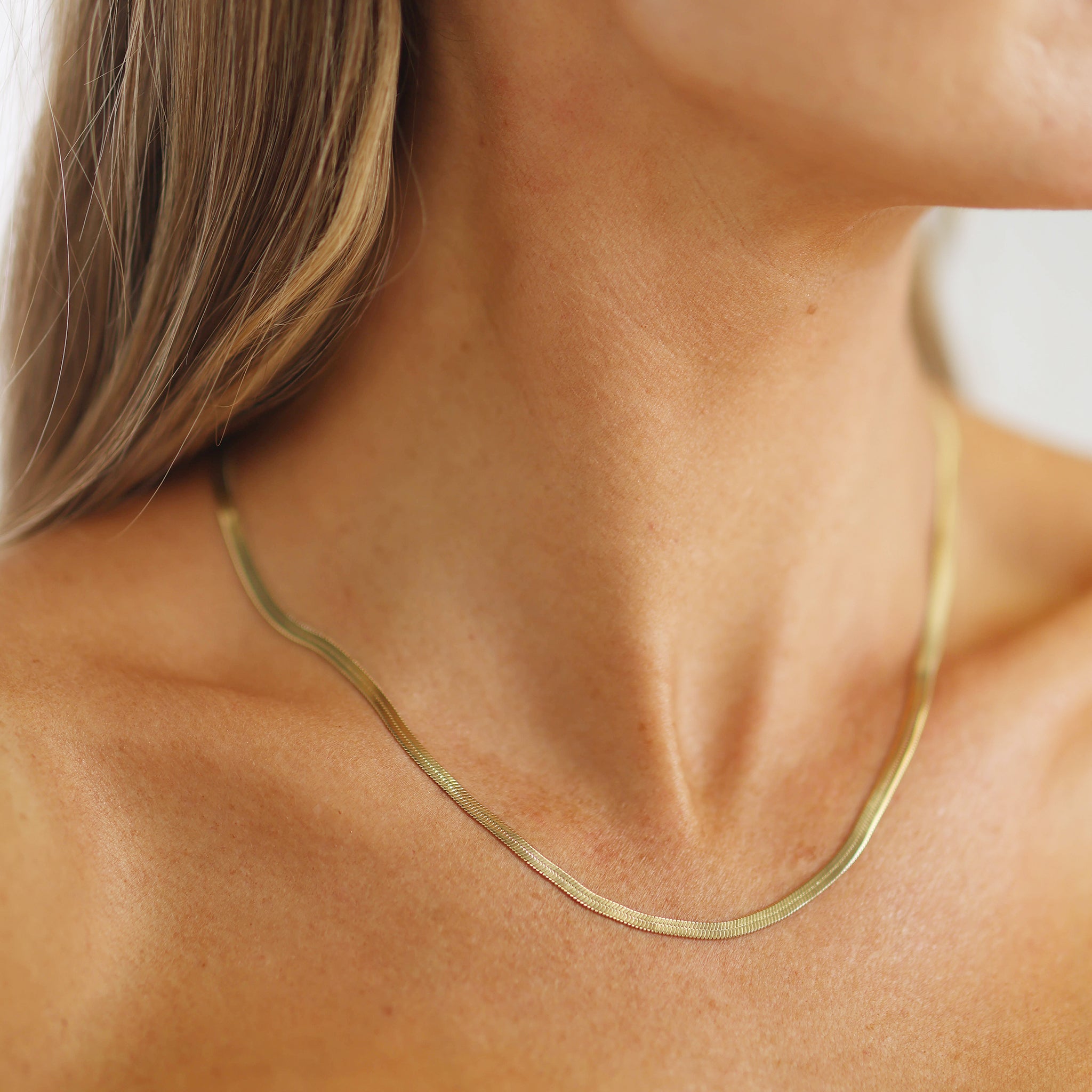Slim Herringbone Chain Necklace - Gold Plated – Adorned by Ruth