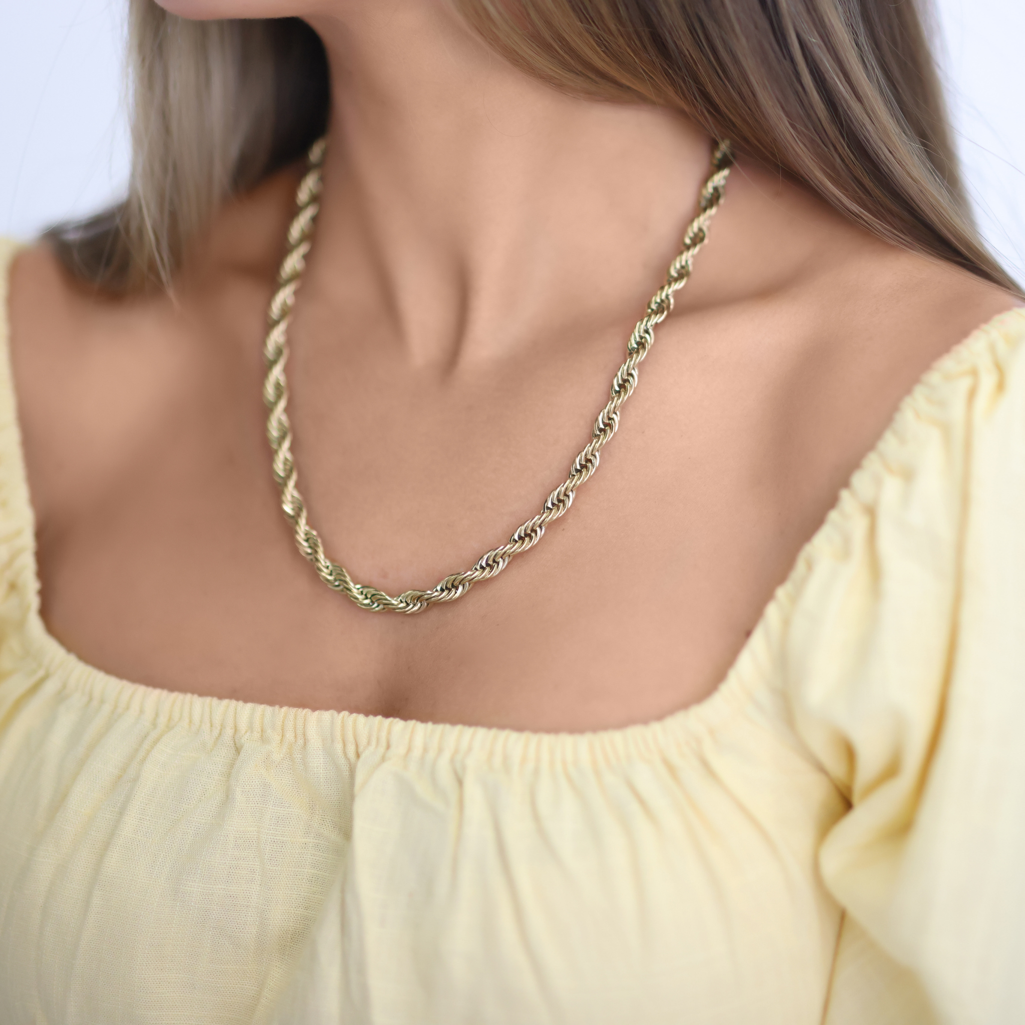 Rope Chain Necklace - 7mm Gold / 22